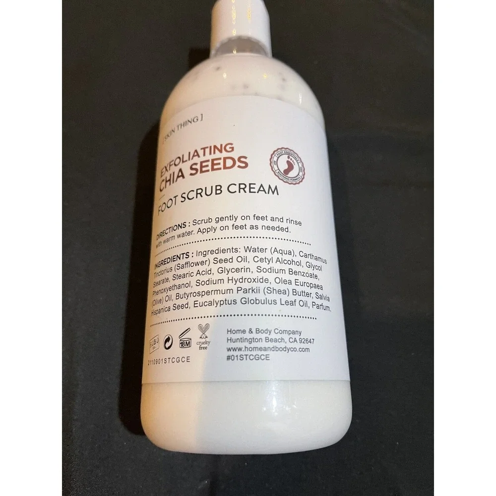 Skin Thing Home & Body Company Foot Feet Cream Scrub Eucalyptus Chia Seeds 21.5o
